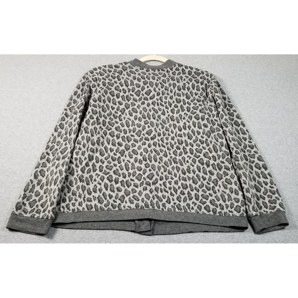 Cathy Daniels Cardigan Womens Medium M Gray Animal Print Metallic Knit Button Up - Picture 4 of 9